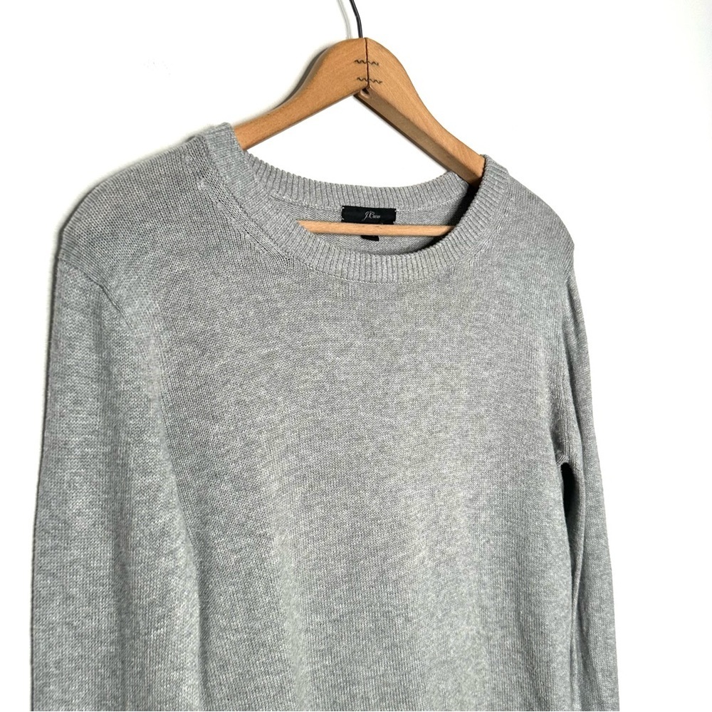 J. Crew | Gray Crew Neck Ruffle Cuff Sleeve Sweater Size Medium - Picture 3 of 7